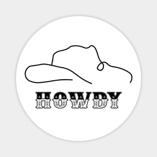 HOWDY Single Line Art of  Cowboy Hat (BLACK) Magnet